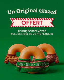 Offre spéciale de Krispy Kreme : un Original Glazed gratuit avec un pull de Noël.