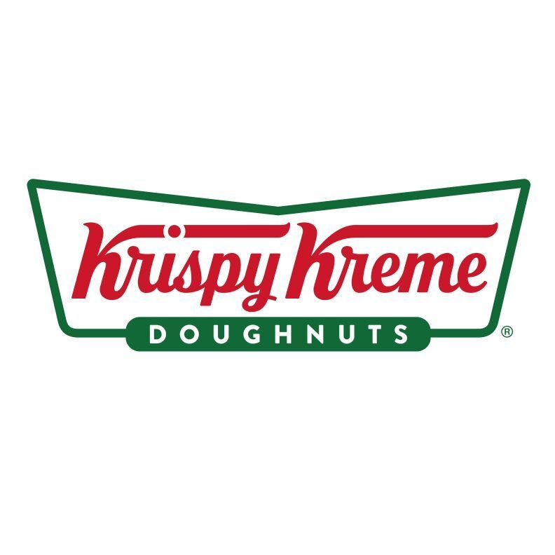 Krispy Kreme logo featuring red text and a green border, representing the doughnut brand.